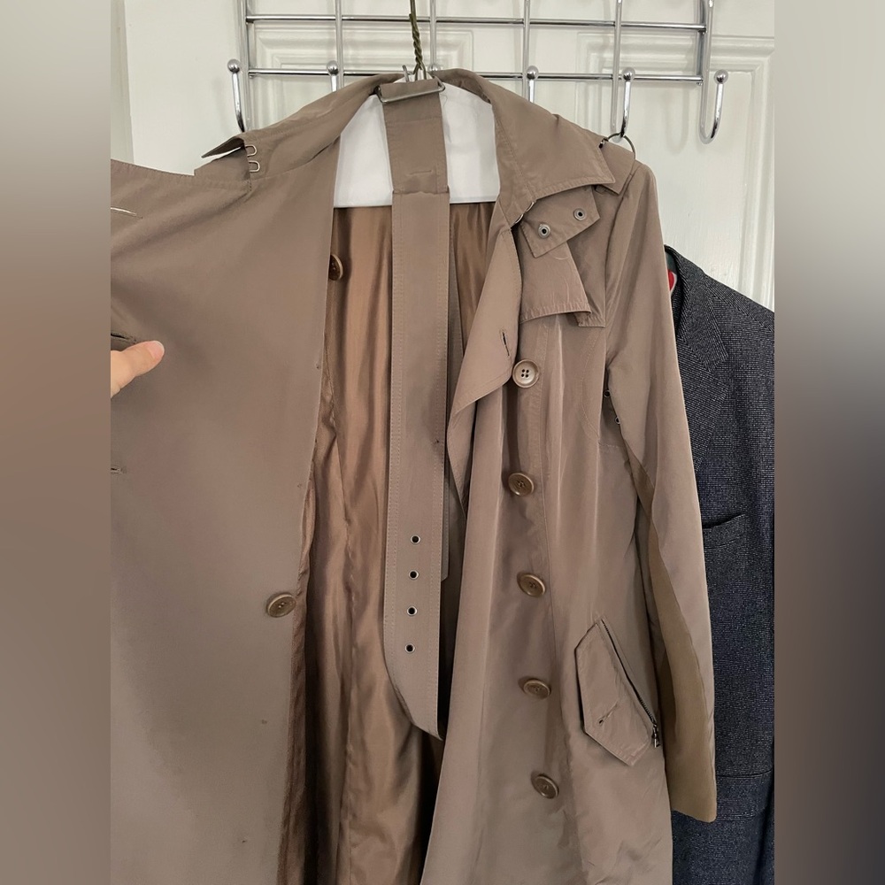 BCBG MAXAZRIA Tan Double-Breasted Trench Coat - Picture 2 of 16